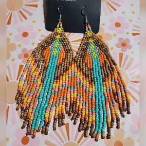 Multicolor Beaded Statement Earrings